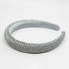Silk Satin Puff Hair Band with Rhinestones - Grey