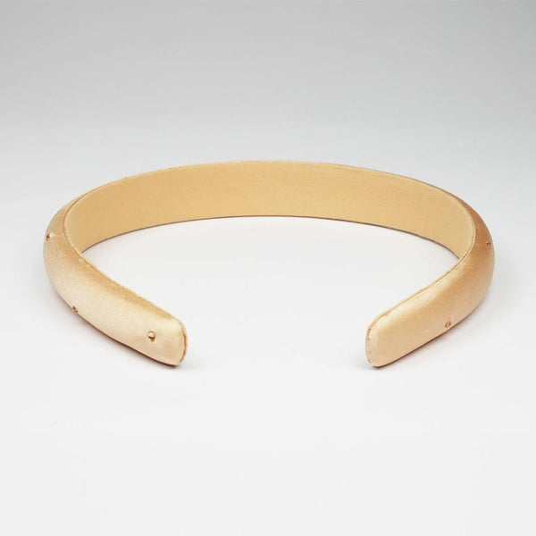 100% Mulberry Silk Puff Hair Band with Rhinestones - Nude