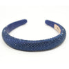 Silk Satin Puff Hair Band with Rhinestones - Royal Blue