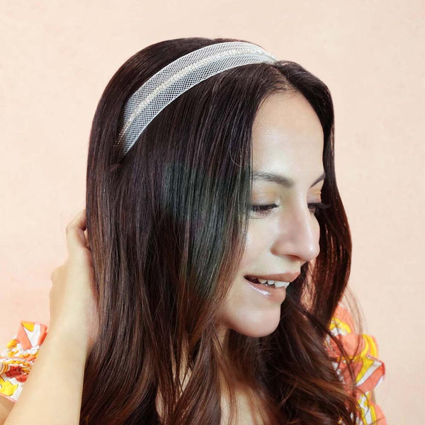 HDC x Emily in Paris Crystal Mesh Hair Band - Beige