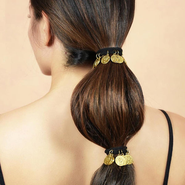 Gold Metal Coin Hair Ties - Set of 2