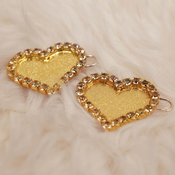 Set of 2 Heart Crystal Hair Pins - Gold