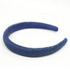 Silk Satin Puff Hair Band with Rhinestones - Royal Blue