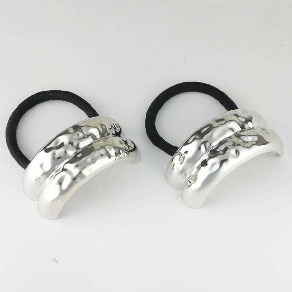 Hammered Halo Pony Cuffs - Silver - Set of 2