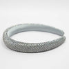 Silk Satin Puff Hair Band with Rhinestones - Grey