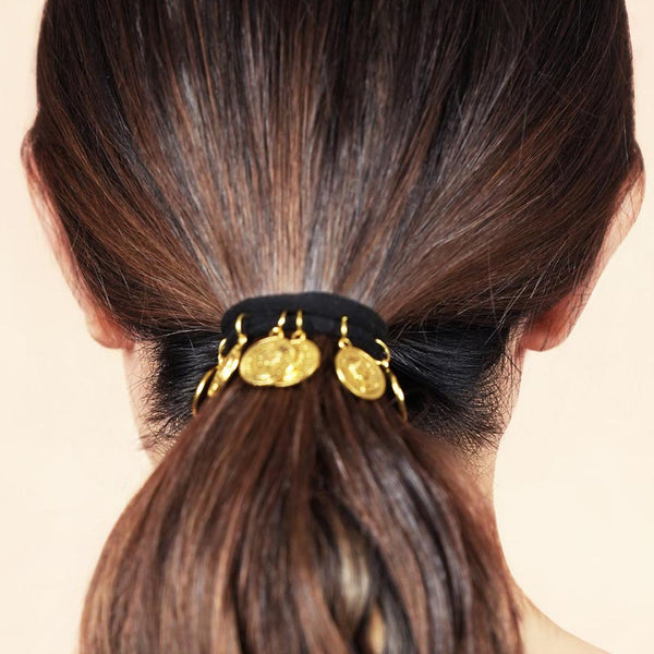 Gold Metal Coin Hair Ties - Set of 2