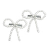 Off-White Embellished Pearl Hair Bow Alligator Clip - Set of 2