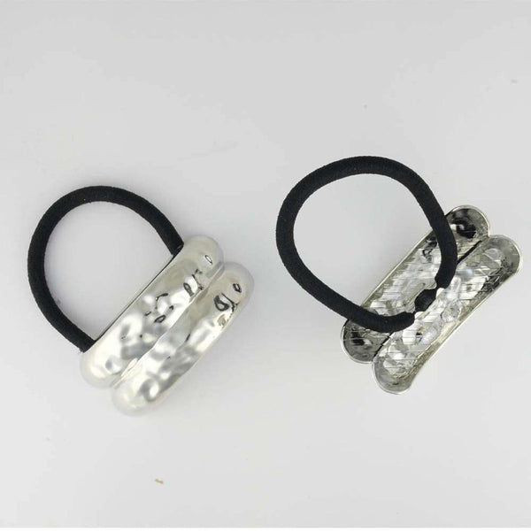 Hammered Halo Pony Cuffs - Silver - Set of 2