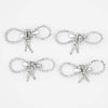 Silver Crystal Hair Bows Alligator Clip - Set of 4