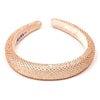 Silk Satin Puff Hair Band with Rhinestones - Champagne