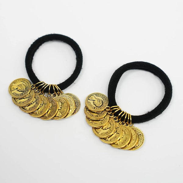 Gold Metal Coin Hair Ties - Set of 2