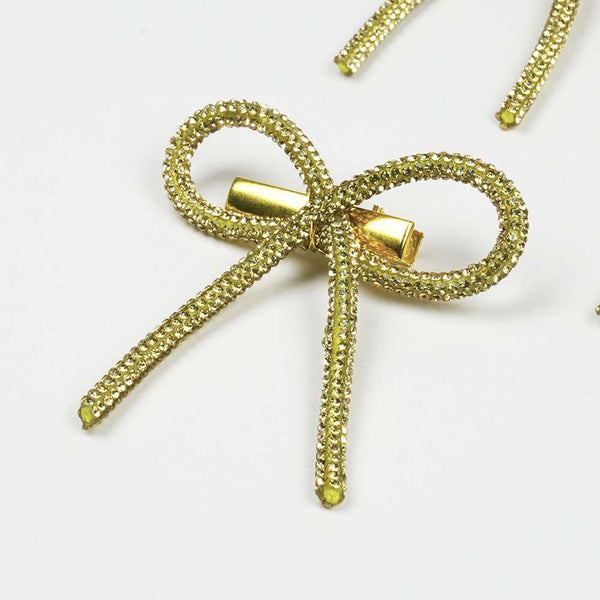 Gold Crystal Hair Bows Alligator Clip - Set of 4
