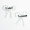 Off-White Embellished Pearl Hair Bow Alligator Clip - Set of 2