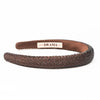 Silk Satin Puff Hair Band with Rhinestones - Dark Brown