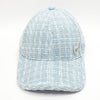 Tweed Baseball Cap with Heart Charm - Blue & White