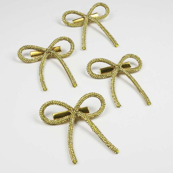 Gold Crystal Hair Bows Alligator Clip - Set of 4