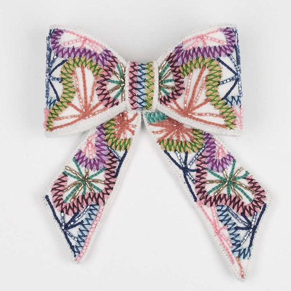 Embellished Hair Bow Alligator Clip - Multi