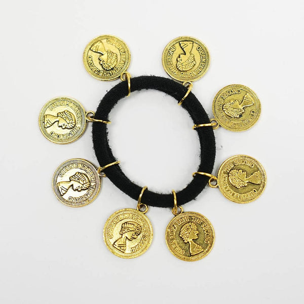 Gold Metal Coin Hair Ties - Set of 2