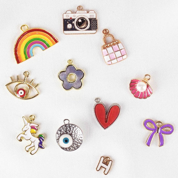 DIY Hair Drama Box with 2 Hair Bands, 1 Scrunchie, 1 Hair Bow, 11 Exclusive Charms, 200+ Crystals & 10 Pom Poms - Pink & Lilac