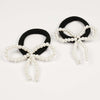 Pearl Bow Hair Tie - Off-White - Set of 2