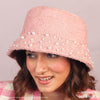 HDC X Emily In Paris Light Pink Tweed Bucket Hat with Pearls
