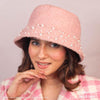 HDC X Emily In Paris Light Pink Tweed Bucket Hat with Pearls