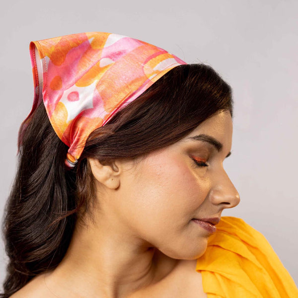 Pretty in Pink Abstract Headscarf Headband with Elastic