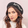 HDC X Emily In Paris Black Beret with Pearls, Crystals & Eiffel Tower Embellishment