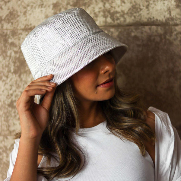 Crystal Bucket Hat - White