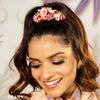 Large Dual color Silk Satin Scrunchy with Gota Patti - Pink & Peach