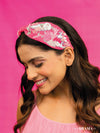 Not a Black Swan Knotted Embellished Hair Band for Women - Hot Pink