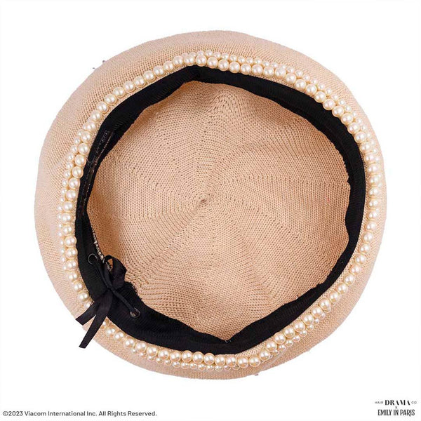 HDC X Emily In Paris Off-White Beret with Pearl Embellishment