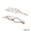 Shell & Pearl Embellished Hair Pins - Set of 2 - Gold