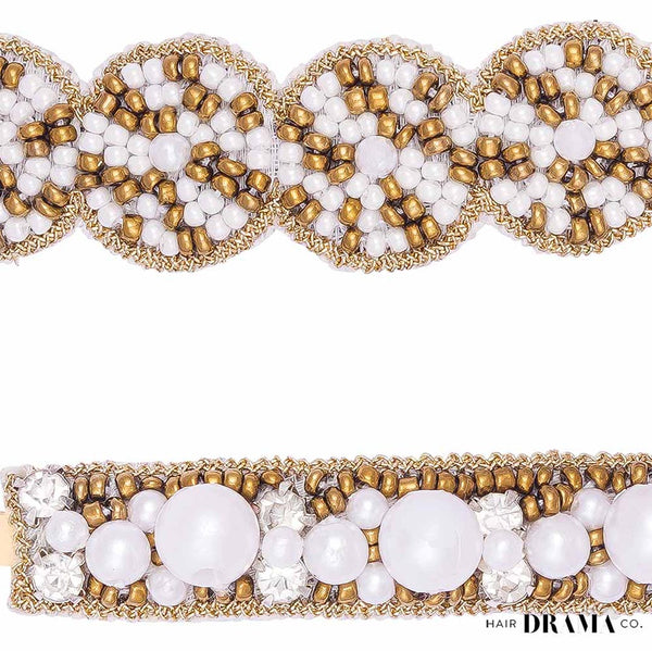 Pearl Embellished Hair Pins - Set of 2 - Gold