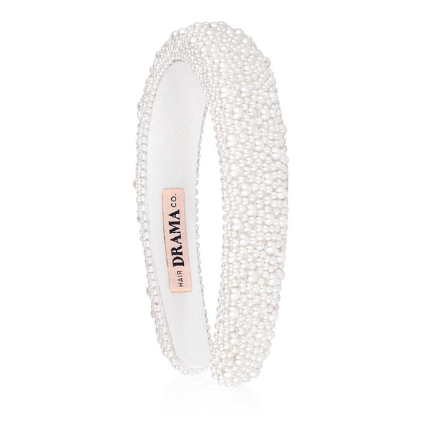 Pearl Puff Hair Band - White