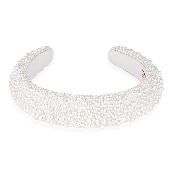 Pearl Puff Hair Band - White