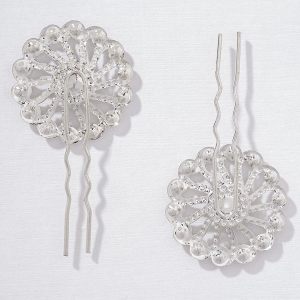 Set of 2 Pearl U Pins - Silver