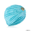 Blue Cutwork Turban with Shell Metal Broach
