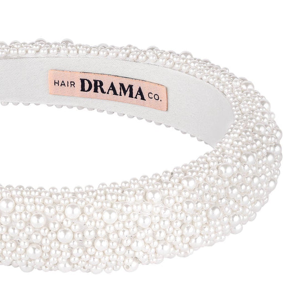 Pearl Puff Hair Band - White