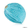 Blue Cutwork Turban with Shell Metal Broach