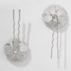 Set of 2 Floral Pearl U Pins - Silver