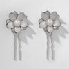 Set of 2 Floral Pearl U Pins - Silver