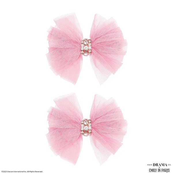 HDC x Emily in Paris Sparkling Pink Hair Bow Alligator Clip - Set of 2