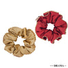 Set of 2 Silk Satin Scrunchies with Gota Patti - Red & Beige