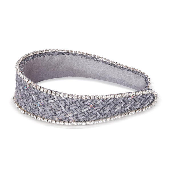 HDC x Emily in Paris Grey Tweed Crystal Flat Hair Band