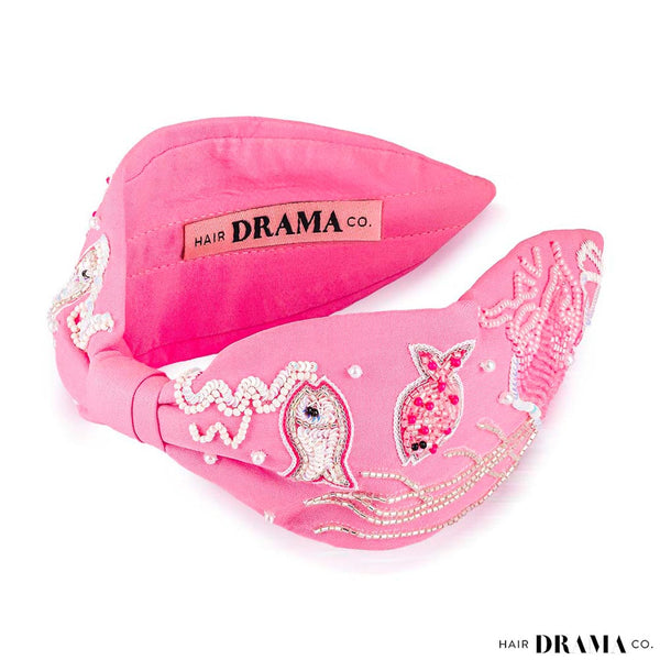 Nemo Knotted Embellished Hair Band for Women - Candy Pink