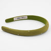 100% Mulberry Silk Puff Hair Band with Rhinestones - Jade Green