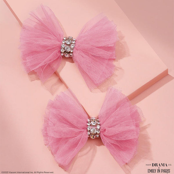 HDC x Emily in Paris Sparkling Pink Hair Bow Alligator Clip - Set of 2