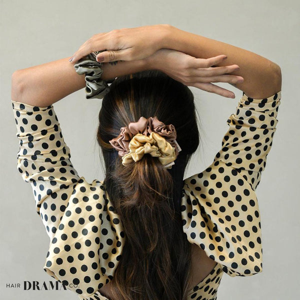 Shades of Brown Satin Scrunchies - Set of 3