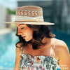 HDC x Emily In Paris Tan & White Woven Straw Flat Brim Hat